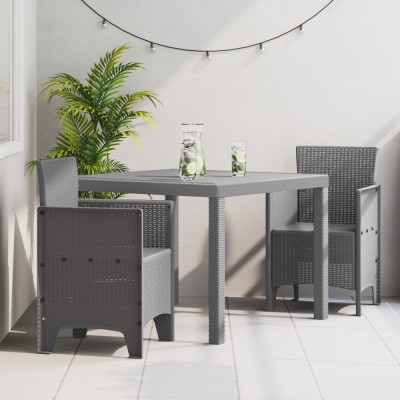 vidaXL Set mese grădină 3 pcs Gri deschis 100 x 100 x 73 cm Plastic foto