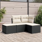 Cumpara ieftin Gossi set mobilier de gradina cu perne, 4 piese, negru, poliratan