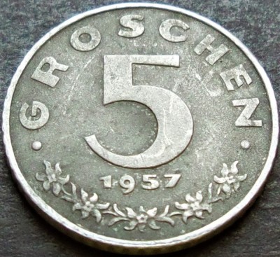 Moneda 5 GROSCHEN - AUSTRIA, anul 1957 * cod 2124 foto