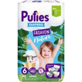 Scutece Pufies Fashion &amp;amp; Nature , Maxi Pack, 6 Extra Large, 13+ kg, 42 buc