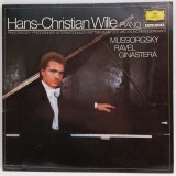 Hans-Christian Wille. Mussorgsky. Ravel. Ginastera - Piano NM / VG+ vinil LP disc Deutsche Grammophon Germania 1981 semnat de pianist, autograf