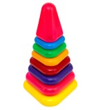 Piramida Educationala Triunghiulara 25 cm Plastic Non-Toxic, Joc Sortat Culori 1-3 ani