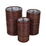 Cumpara ieftin Set 3 ghivece flori fibre naturale maro 20 x 40 cm, 25 x 45 cm, 30 x 50 cm