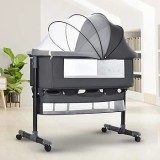 Cumpara ieftin Patut Co-Sleeper Multifunctional 3 in 1, Inaltime Reglabila, Functie Anti-Reflux, Pliabil, Roti cu Blocare, Cos Depozitare si Plasa Anti-Tantari, 0-12