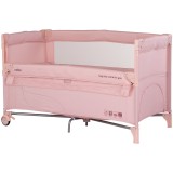 Cumpara ieftin Patut pliabil Chipolino Relax powder pink linen cu laterala culisanta
