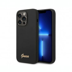 Husa Cover Guess Silicone Liquid Metal Logo pentru iPhone 14 Pro Black foto