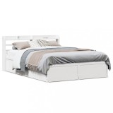 VidaXL Cadru de pat cu tăblie, alb, 120x190 cm, lemn masiv pin