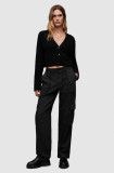 Cumpara ieftin AllSaints pantaloni de bumbac FRIEDA STRAIGHT femei, culoarea negru, fason cargo, medium waist