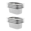 vidaXL Recipiente Gastronorm 8 buc. GN 1/4, 265x162x100mm, Oțel Inoxidabil, Argintiu - Tăvi Profesionale Bucătărie, Horeca