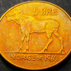 Moneda 5 ORE - NORVEGIA, anul 1960 * cod 984 A