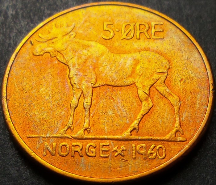 Moneda 5 ORE - NORVEGIA, anul 1960 * cod 984 A