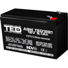 Acumulator stationar 12V 9,1Ah F2 AGM VRLA TED Electric TED1291