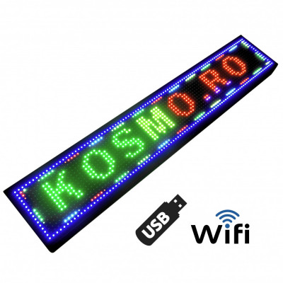 Reclama firma luminoasa LED RGB Full color, Exterior, 100x20CM, Programabila tel foto