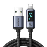 Cablu date USB la Lightning, Display Digital, Fast Charging, 2.4A, 480Mbps, 1.2m, Negru (S-AL012A16), JoyRoom, Universal