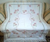 Fata de masa Vintage din In cu broderie manuala florala