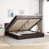 Pat Otoman vidaXL cu Saltea, LED, Depozitare, 180x200 cm, Textil, Maro &Icirc;nchis