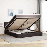 Pat Otoman vidaXL cu Saltea, LED, Depozitare, 180x200 cm, Textil, Maro &Icirc;nchis