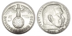 q405 GERMANIA NAZISTA 5 MARCI REICHS MARK 1938 F ARGINT EF