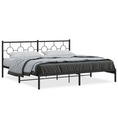 vidaXL Cadru de pat metalic cu tăblie, negru, 200x200 cm foto
