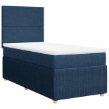 Cumpara ieftin Pat box spring cu saltea, albastru, 90x200 cm, textil