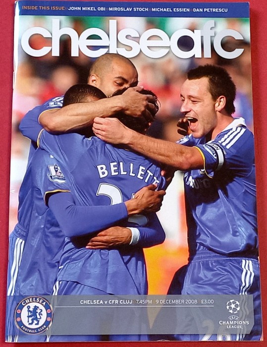Program meci fotbal CHELSEA - CFR CLUJ (Champions League 09.12.2008)