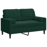 Cumpara ieftin Canapea cu 2 locuri cu pernute, verde inchis, 120 cm, catifea