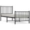 Cadru pat metalic cu tablii de cap/picioare, negru, 75x190 cm