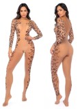 Mapale - Bodystocking cu Maneca Lunga si Imprimeu Leopard, S-L