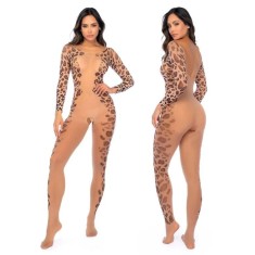 Mapale - Bodystocking cu Maneca Lunga si Imprimeu Leopard, S-L