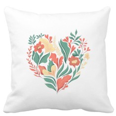 Perna Decorativa Patrata Love Flowers, 40x40 cm, Alba, Mata, Husa Detasabila, Burduf foto