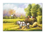 Cumpara ieftin Tablou living pictat manual, Car cu fan, 70x50cm pictura ulei pe panza, Feraru Constantin