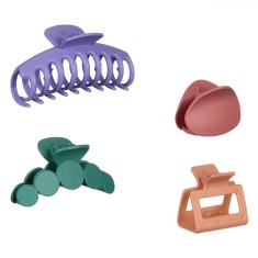 Set Clame Păr, 4 Bucăți, Plastic, Multicolor, Diverse Mărimi
