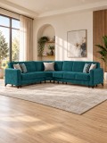 Coltar Kayra 310x90x250 cm Lada Depozitare Tapitat Catifea Nuanta Verde