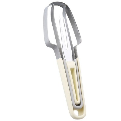 Taietor Decojitor pentru Pepene, Cyrax, pentru Legume si Fructe, Multifunctional, Set din 3 Parti, Otel Inoxidabil si Plastic PP, 22.5 x 7 cm Galben foto