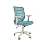 Scaun birou ergonomic SL Q320, mesh, mecanism inclinare, baza polipropilena, suport lombar, roti cauciucate, 90 kg, albastru/gri