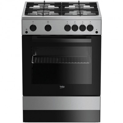 Aragaz Beko FSGT62130DXO, Gaz, 4 arzatoare, Aprindere electrica, Grill, Rotisor, 60 cm, Inox foto