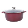 Cratita aluminiu Grunberg, 32 cm, 9 l, interior marmorat, capac inclus