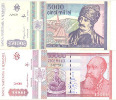 SV * Romania BNR 5000 LEI 1993 AUNC si 10000 LEI 1994 AUNC+ foto