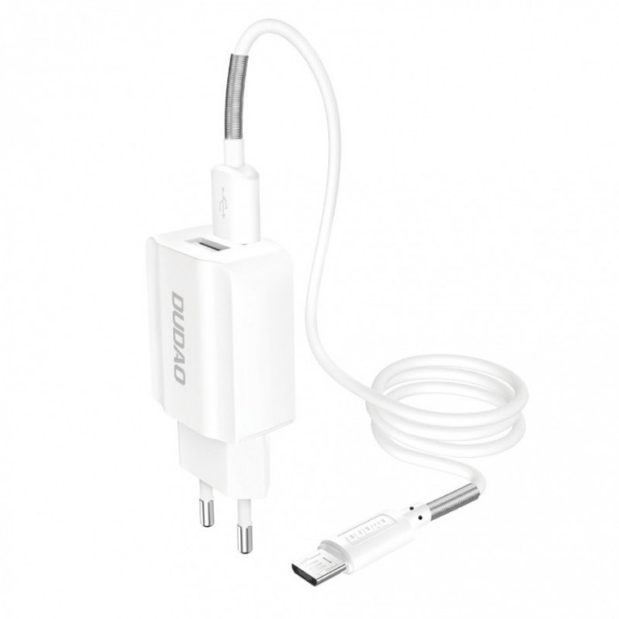 Incarcator Retea cu cablu MicroUSB Dudao A2EU, 2.4A, 12W, 2 X USB, Alb