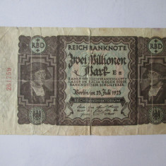 Germania 2 milioane Mark 1923,bancnota lipita