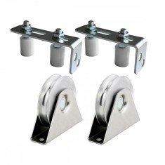 Kit format din 2 role poarta culisanta, profil U, diametru 60 mm + 2 ghidaje reglabile, zincate