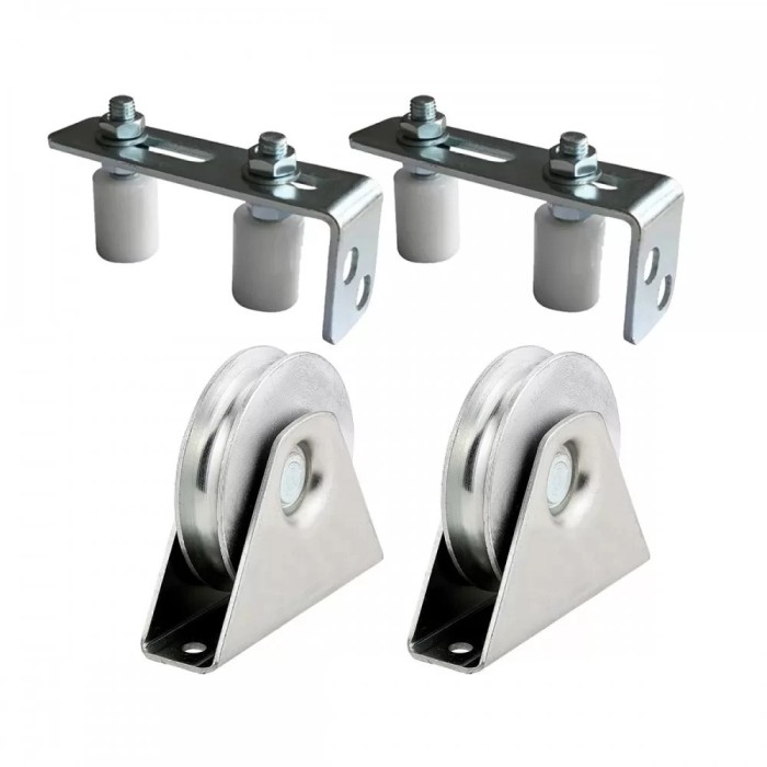 Kit format din 2 role poarta culisanta, profil U, diametru 80 mm + 2 ghidaje reglabile, zincate