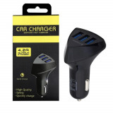 Incarcator auto, 3USB, 4.2A, DC12/24V, negru