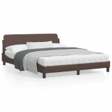 VidaXL Cadru de pat cu tăblie, maro, 160x200 cm, piele ecologică