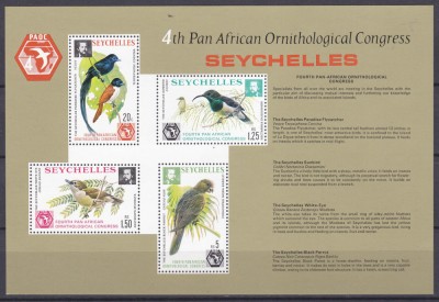 DB1 Fauna Pasari Seychelles 1976 MS MNH foto