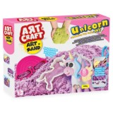 Set creativ nisip kinetic, Model Unicorn, mov si accesorii specifice, 32x25x6,5 cm, Oem