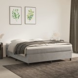 Cumpara ieftin Pat box spring cu saltea, gri deschis, 160x200 cm, catifea