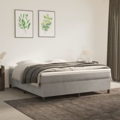 vidaXL Pat box spring cu saltea, gri deschis, 180x200 cm, catifea
