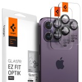 Cumpara ieftin Folie Camera pentru iPhone 14 Pro / 14 Pro Max (set 2), Spigen Optik.tR EZ FIT, Black