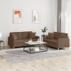 VidaXL Set de canapele cu perne, 2 piese, maro, textil